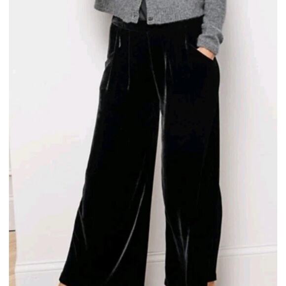 Eileen Fisher XL Black Velvet Wide Leg Pant Luxury Holiday Comfort Stretch Lined - Picture 7 of 7